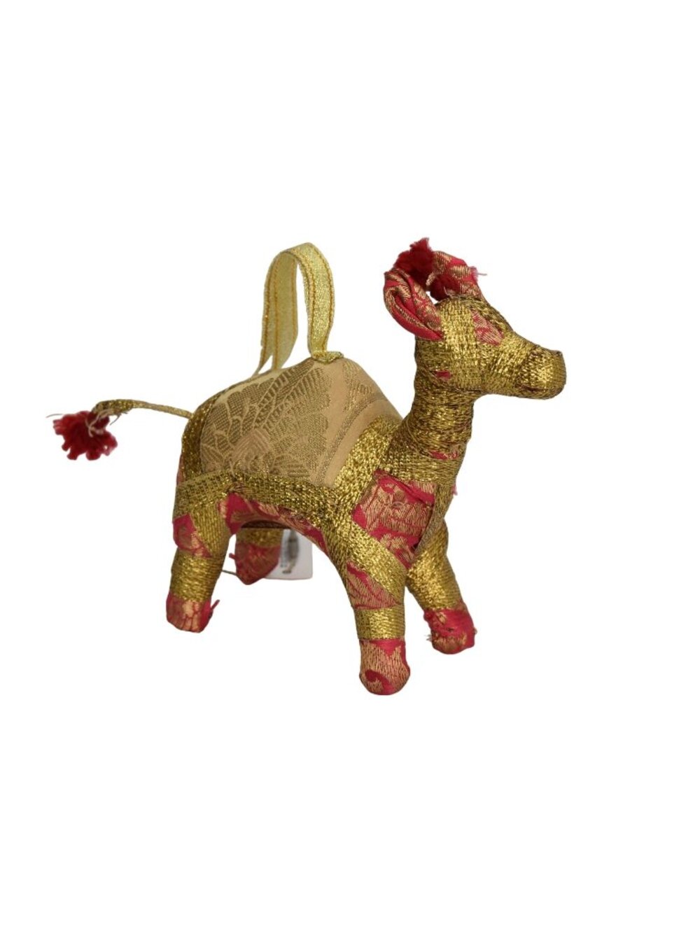 Chicos Camel Christmas Ornament Holiday Decor Metallic Gold Fabric Luxe Festive
